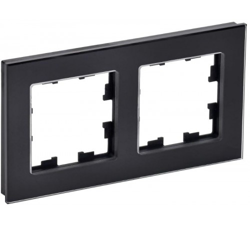 BRITE Рамка 2-ая РУ-2-2-БрЧ стекло черный  BR-M22-G-K02  IEK
