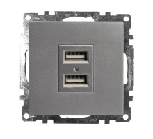 Зарядное устройство / USB-розетка (механизм), GLS10-7115-03, серебро  39588  STEKKER