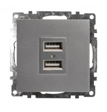 Зарядное устройство / USB-розетка (механизм), GLS10-7115-03, серебро  39588  STEKKER