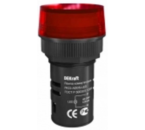 Лампа комм. ADDS 22 мм Цвет:КРАСНЫЙ LED 220В ЛK-22 a  25003DEK  DEKraft