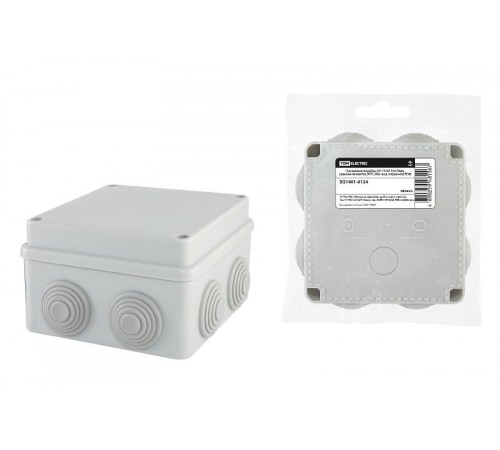 Коробка распределительная о/п 110х110х70мм, крышка на винтах, IP55, 8вх. инд. штрих-код  SQ1401-0124  TDM