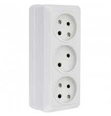 Рим Розетка 3-местная 10А без заземления  белая EKF  ENR10-202-10  EKF