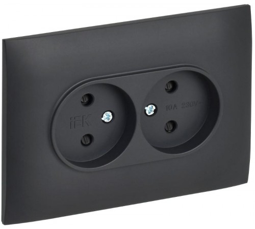 SKANDY Розетка 2-местная без з/к с з/ш 10А сб. SK-R09T титан  SK-R23-10-K48-F  IEK