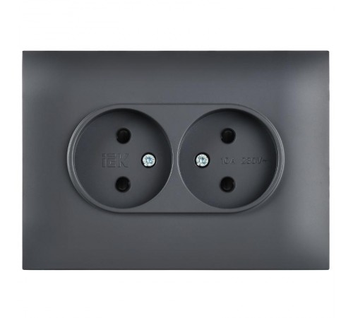 SKANDY Розетка 2-местная без з/к с з/ш 10А сб. SK-R09T титан  SK-R23-10-K48-F  IEK