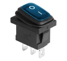 Выключатель клавишный 250V 6А (3с) ON-OFF синий с подсветкой Mini ВЛАГОЗАЩИТА  36-2176  REXANT