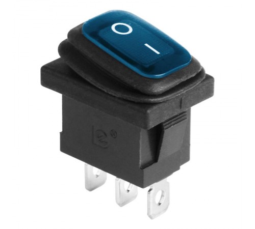 Выключатель клавишный 250V 6А (3с) ON-OFF синий с подсветкой Mini ВЛАГОЗАЩИТА  36-2176  REXANT