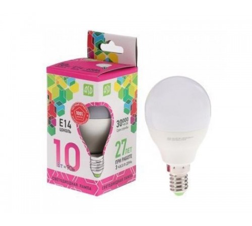 Лампа светодиодная LED-ШАР-standard 10Вт 230В Е14 6500К 900Лм  4690612015460  ASD
