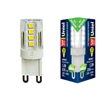 Лампа светодиодная LED-JCD-3W/4000K/G9/CL GLZ09TR LED, прозр 4000К  UL-00006747  Uniel