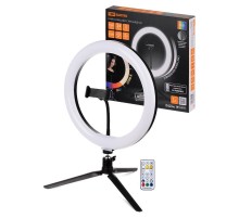 Лампа кольцевая светодиодная 30 см, 16 Вт, 2700-6400 К+RGB, штатив наст., диммер, ПДУ, USB  SQ0373-0303  TDM