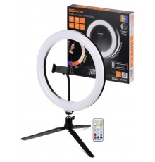 Лампа кольцевая светодиодная 30 см, 16 Вт, 2700-6400 К+RGB, штатив наст., диммер, ПДУ, USB  SQ0373-0303  TDM