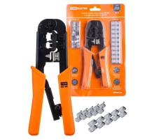 Набор: клещи обжимные KO-9E (RJ-11/45), наконечники RJ-11(10 шт), RJ-45(10 шт), "МастерЭлектрик"  SQ1001-0207  TDM