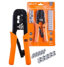 Набор: клещи обжимные KO-9E (RJ-11/45), наконечники RJ-11(10 шт), RJ-45(10 шт), "МастерЭлектрик"  SQ1001-0207  TDM