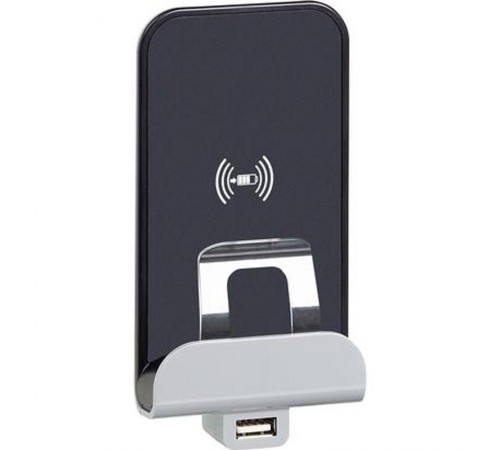 Axolute.Беспроводное зарядное устройство Qi 1А с дополнительным разьемом USB A 5В 2,4А.  H4285CW2  Legrand