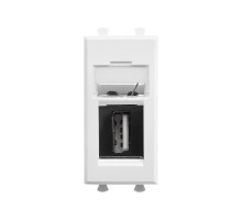 USB 2.0 розетка "Белое облако" Avanti модульная, тип А-А, 1 мод  4400401  DKC