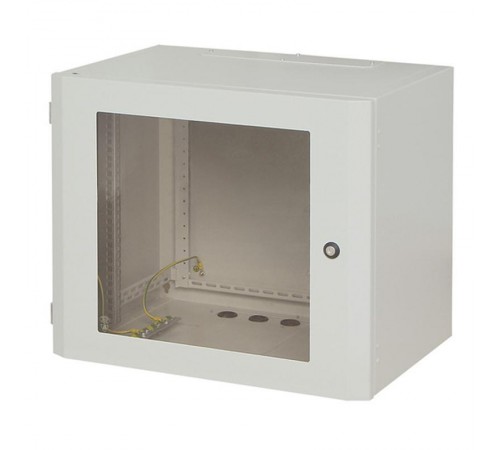 Шкаф настенный WZ-0750-S1-08-011 (19"),серия SWJ,10U,515x600х400,со стекл.дв.ю в стальной раме,сер. (RAL 7035) (SWJ-008-2) собр.  11001  Zpas