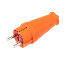 Вилка влагозащищенная прямая COMPACT, с/з, 16А, IP44, каучук, оранжевая  111-202  REXANT