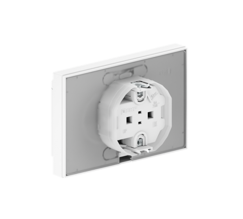 Механизм розетки двойной, 16А, IP44, с заземлением, со шторками, с рамкой, с крышками, белый Эпика EKF  UP1-SOW-211-44  EKF