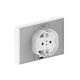 Механизм розетки двойной, 16А, IP44, с заземлением, со шторками, с рамкой, с крышками, белый Эпика EKF  UP1-SOW-211-44  EKF
