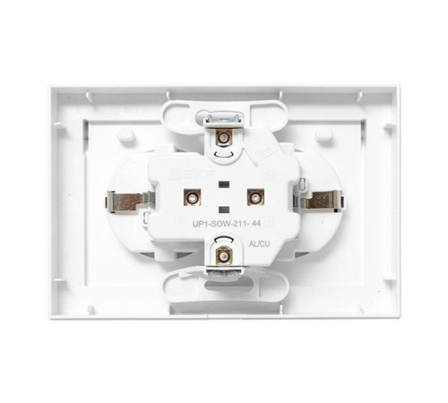 Механизм розетки двойной, 16А, IP44, с заземлением, со шторками, с рамкой, с крышками, белый Эпика EKF  UP1-SOW-211-44  EKF