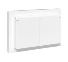 Механизм розетки двойной, 16А, IP44, с заземлением, со шторками, с рамкой, с крышками, белый Эпика EKF  UP1-SOW-211-44  EKF