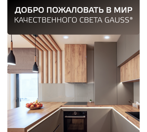 Светильник  Basic Downlight квадрат 12W 1000lm 4000K 170-260V IP20 145*26 белый LED 1/60  9031420212  Gauss