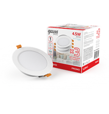 Светильник  Basic Downlight круг 4,5W 300lm 4000K 170-260V IP20 95*26 белый (3шт. в упак.) LED 1/40  9029420205T  Gauss