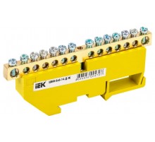 Шина PE "земля" на DIN-изоляторе ШНИ-6х9-14-Д-Ж  YNN10-69-14D-K05  IEK
