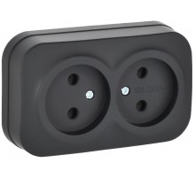 GLORY Розетка 2-местная без з/к/ш о/у 10А РС22-2-ХЧм черный матовый  ERH20-K02M-10  IEK