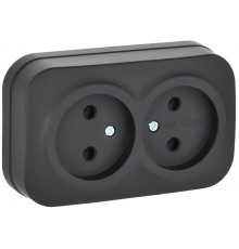 GLORY Розетка 2-местная без з/к/ш о/у 10А РС22-2-ХЧм черный матовый  ERH20-K02M-10  IEK