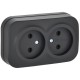 GLORY Розетка 2-местная без з/к/ш о/у 10А РС22-2-ХЧм черный матовый  ERH20-K02M-10  IEK