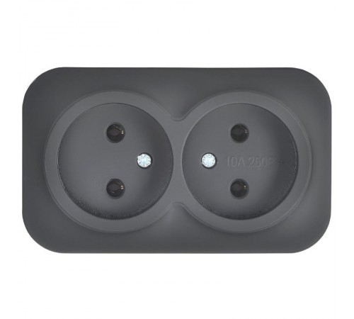 GLORY Розетка 2-местная без з/к/ш о/у 10А РС22-2-ХЧм черный матовый  ERH20-K02M-10  IEK