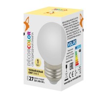 Лампа светодиодная LED-G45-1W/3000K/E27/FR/С декоративная LED. "шар", матовая. 3000K  UL-00006560  Volpe