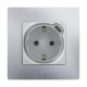 Розетка с заземлением с USB тип C - Legrand Etika - со шторками 16А 250В 1500мА 7,5Вт безвинтовые зажимы - алюминий  672488  Legrand