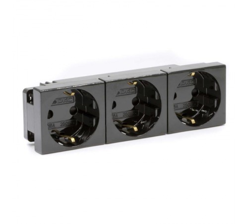 Тройная розетка Viva черная  45203  DKC