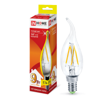 Лампа светодиодная LED-СВЕЧА НА ВЕТРУ-deco 9Вт 230В Е14 3000К 810Лм прозр  4690612026220  IN HOME