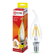 Лампа светодиодная LED-СВЕЧА НА ВЕТРУ-deco 9Вт 230В Е14 3000К 810Лм прозр  4690612026220  IN HOME