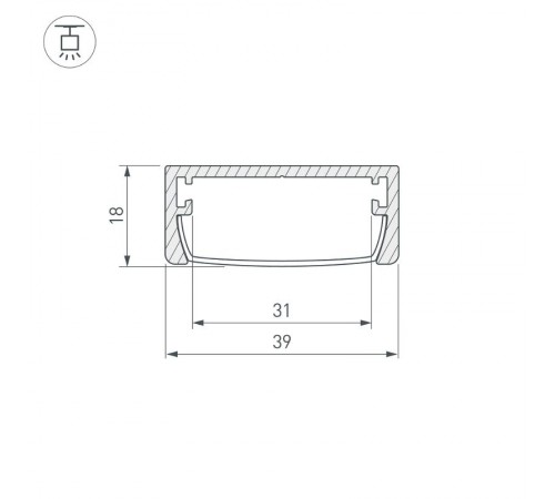Профиль ARH-WIDE-W39-2000 ANOD (arlight, Алюминий)  030982  Arlight