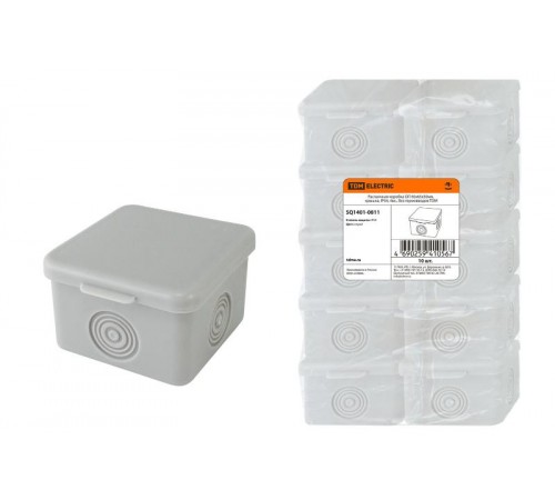 Коробка распределительная о/п 65х65х50мм, крышка, IP54, 4вх., без гермовводов  SQ1401-0811  TDM