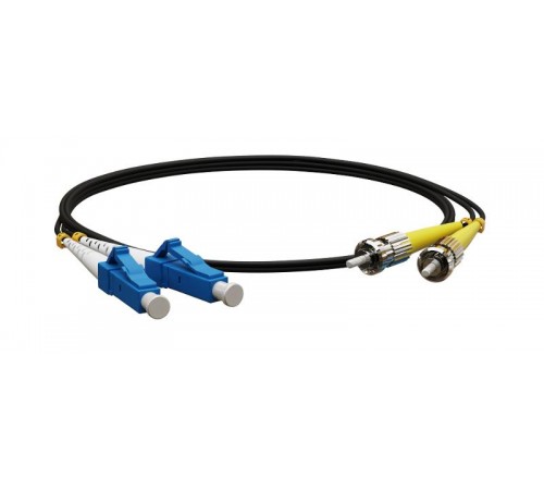 FC-D2-9-LC/UR-ST/UR-H-3M-LSZH-BK Патч-корд волоконно-оптический (шнур) SM 9/125 (OS2), LC/UPC-ST/UPC, 2.0 мм, duplex, LSZH, 3 м 441887  Hyperline