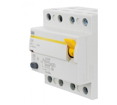 Выключатель дифференциальный (УЗО) ВД1-63 4п 32А 300мА тип AC  MDV10-4-032-300  IEK