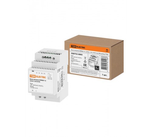 Блок питания HDR60-12, 220 В, 12 В, 54 Вт (на DIN-рейку)  SQ0752-0003  TDM