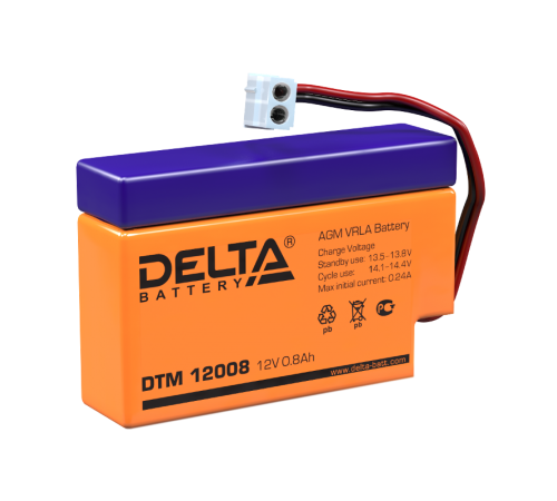 Акумуляторная батарея UPS серии DTM 12008  12В/0,8Ач  DTM 12008  DELTA