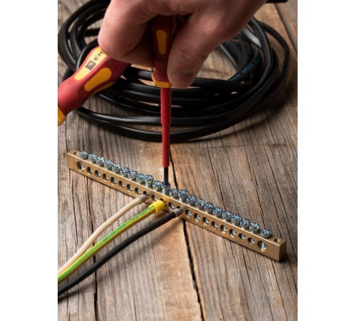 Шина PEN "ноль-земля" (8х12мм) 22 отверстия латунь крепеж по краям EKF PROxima  sn0-125-22-k  EKF