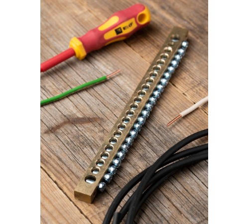 Шина PEN "ноль-земля" (8х12мм) 22 отверстия латунь крепеж по краям EKF PROxima  sn0-125-22-k  EKF