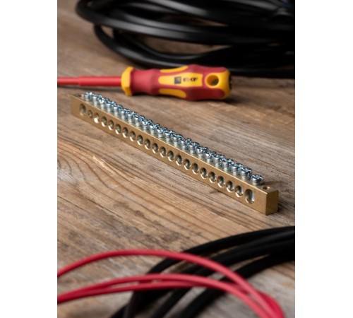 Шина PEN "ноль-земля" (8х12мм) 22 отверстия латунь крепеж по краям EKF PROxima  sn0-125-22-k  EKF