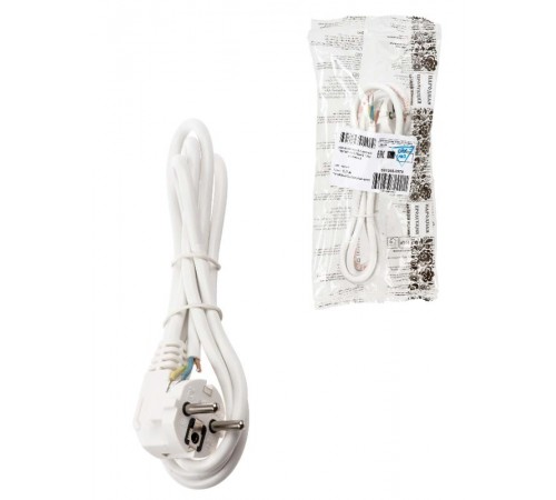 Шнур сетевой с вилкой ПВСмб 3x0,75мм2 1,5м с/з белый Народный  SQ1305-0575  TDM