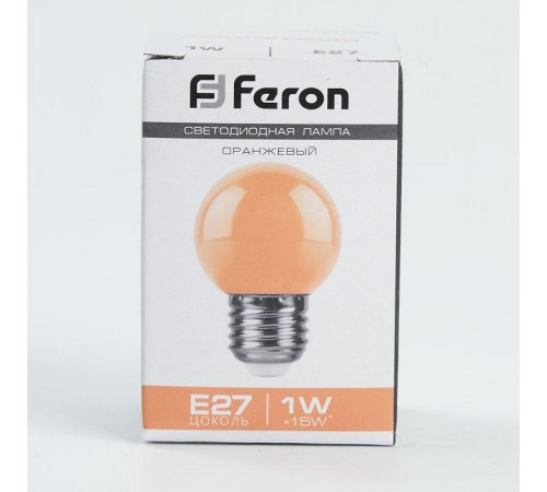 Лампа светодиодная LB-37 (1W) 230V E27 оранжевый для белт лайта G45  38124  Feron
