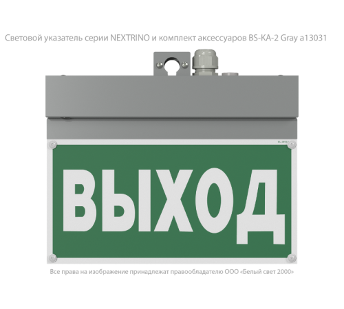 Световой указатель аварийного освещения светодиодный BS-NEXTRINO-10-S1-ELON Gray a17029  Белый свет