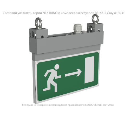Световой указатель аварийного освещения светодиодный BS-NEXTRINO-10-S1-ELON Gray a17029  Белый свет