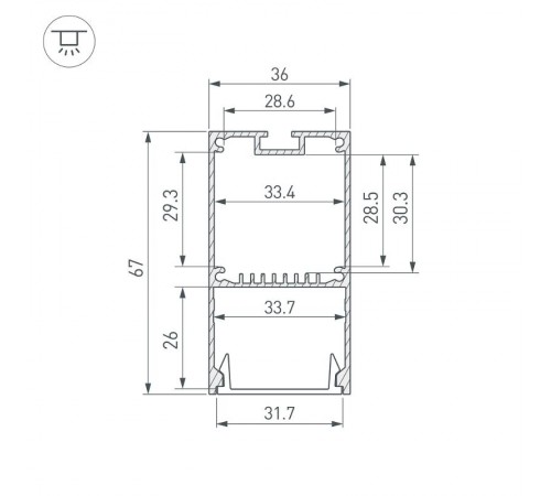 Профиль LINE-S-3667-2000 ANOD (Arlight, Алюминий)  041581  Arlight